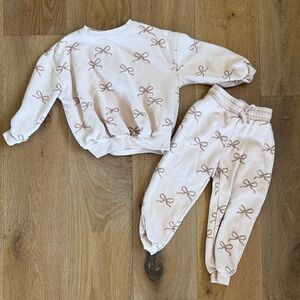 Rylee + Cru Light Pink Bow Sweatshirt 4-5Y